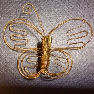 Gold tone Wire Butterfly Brooch